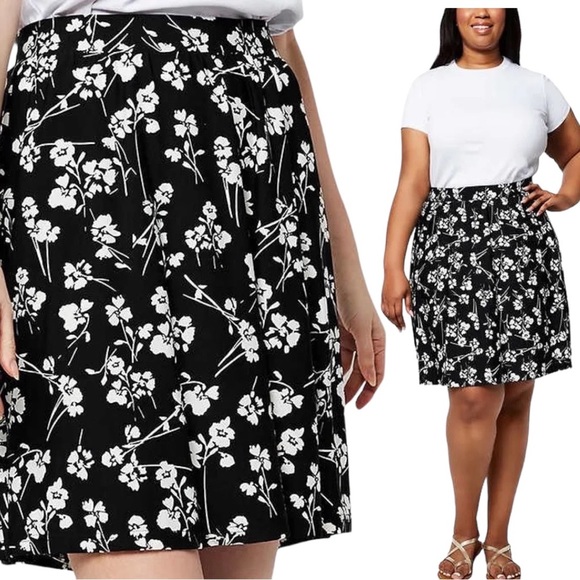 LEOTA Pull-On Casanova Black Floral Skirt - NWT - Large - Picture 1 of 4